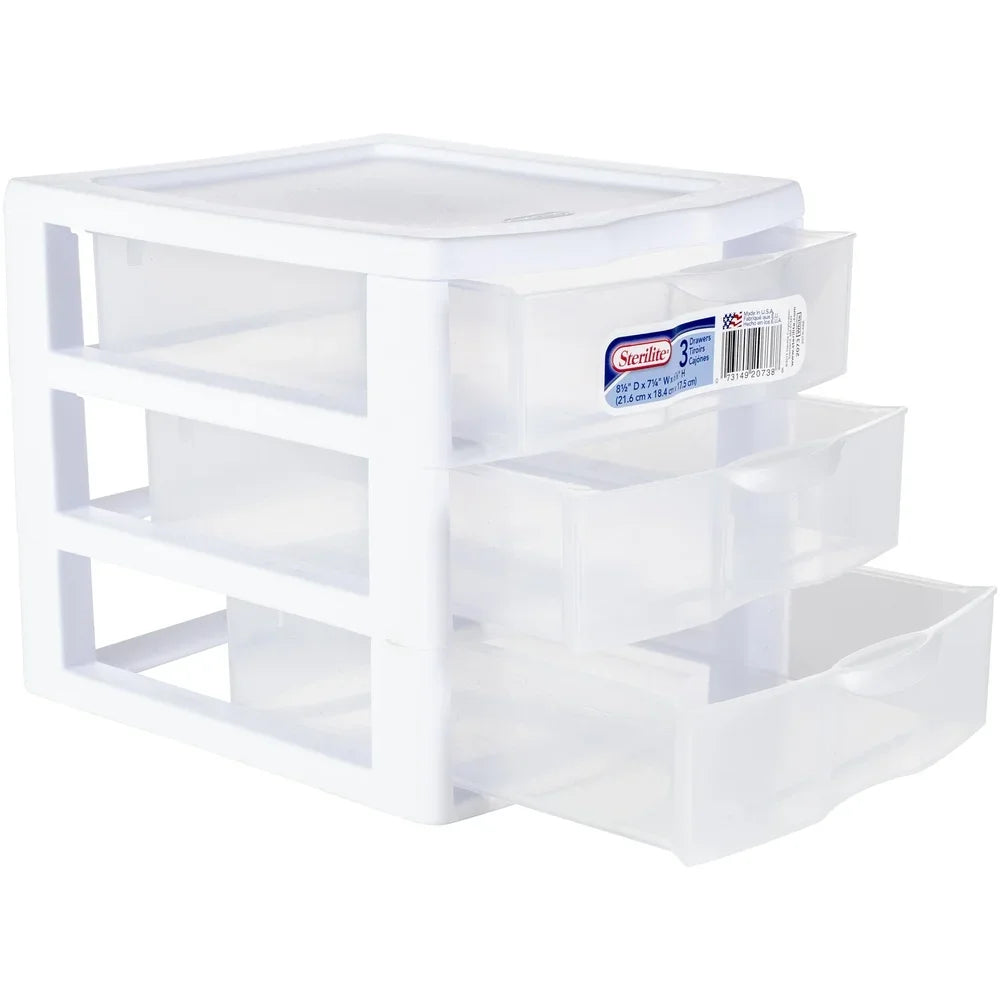 Clear 3 Drawer Plastic Storage Organizer For Desk And Office