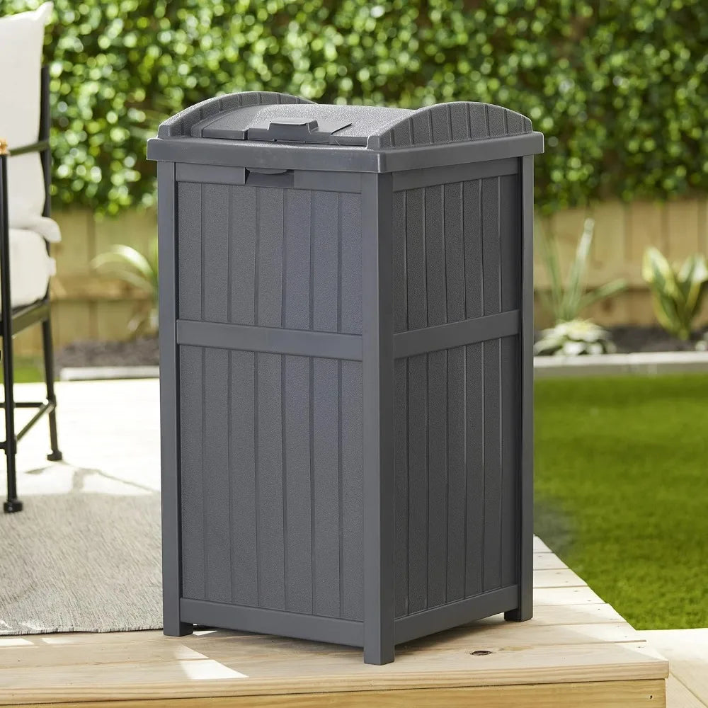 Outdoor Trash Hideaway Resin Waste Storage Container Patio Backyard Garden