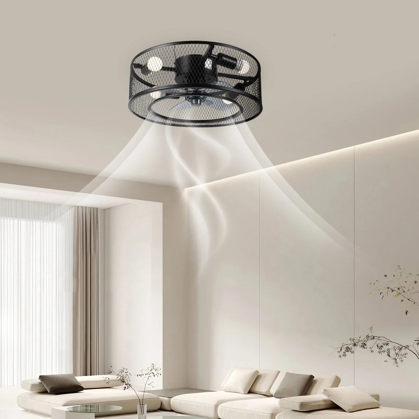 40W Ceiling Fan Light 18 Inch Fan Pendant Light Without Light Source E27 for Living Rooms, Restaurants, Bedrooms Foyers
