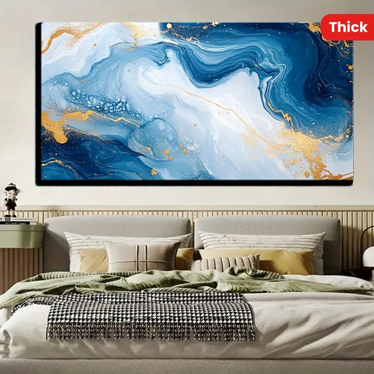 Abstract Wave Texture Oil Painting In Solid Wood Frame