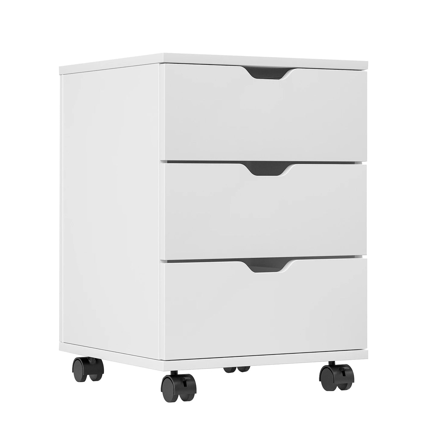 Farini 3-Drawer Under Desk Wooden File Cabinet with Lockable Caster Storage Cabinets for Home Office,White,Required Assembly