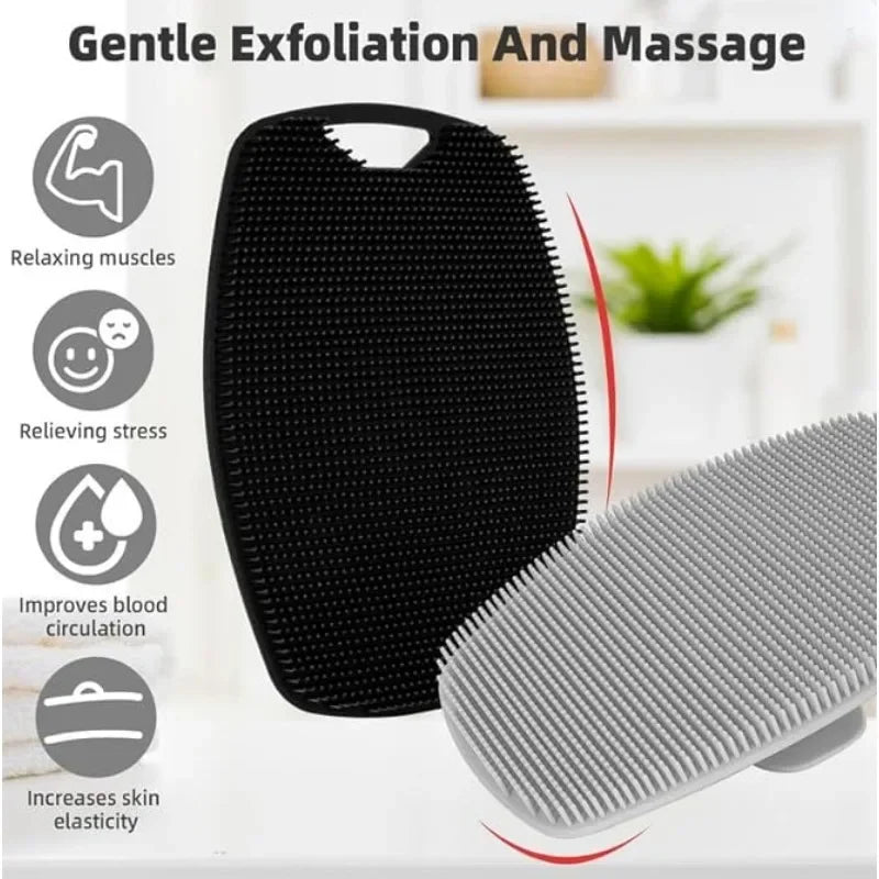 Exfoliating Silicone Bath Brush Cleanser With No-Slip Handle