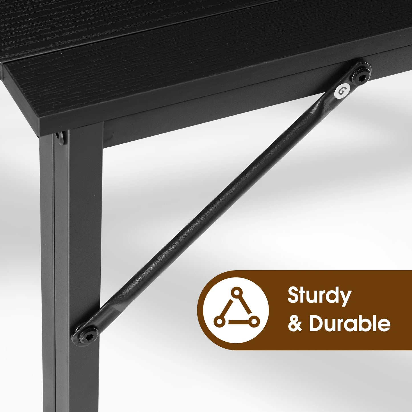JHK Folding Office Desk With Metal Frame Easy Assembly