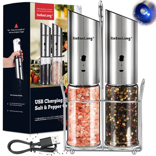 Electric Salt And Pepper Grinder Set USB Rechargeable