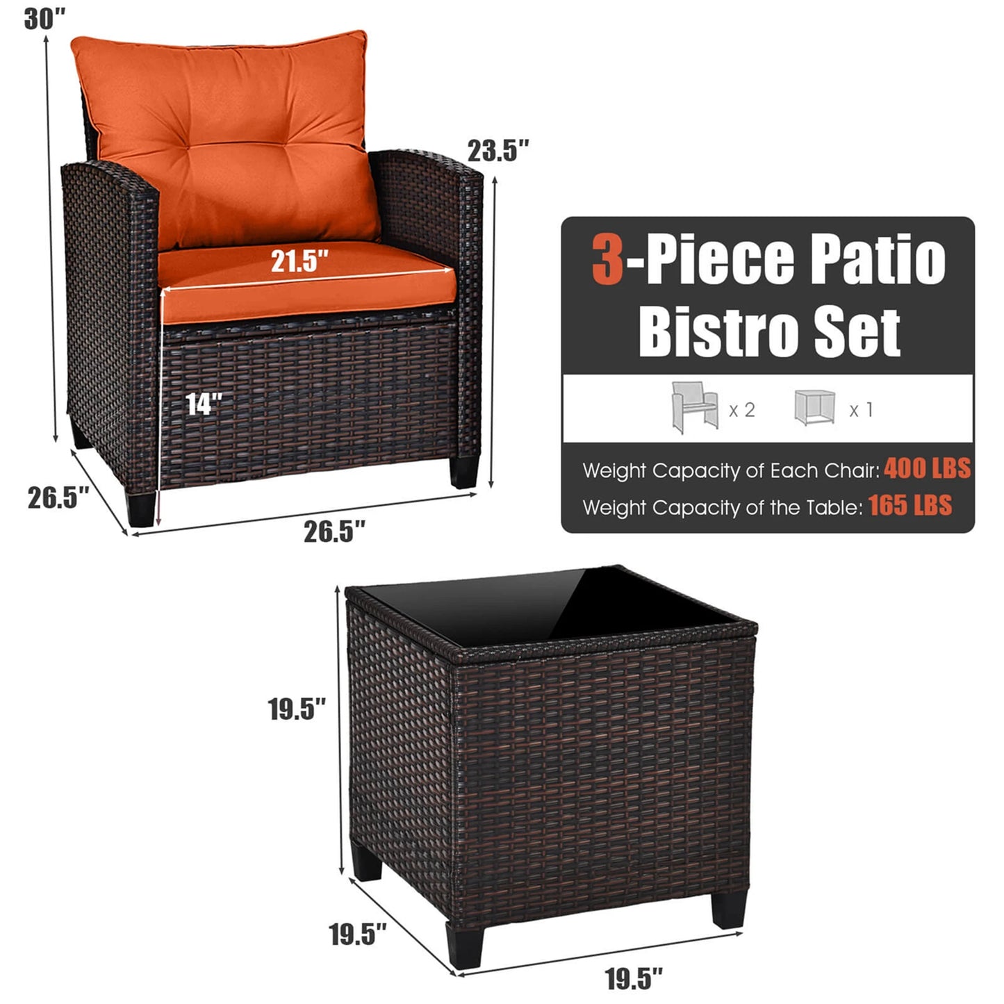 Homasis Outdoor Rattan Conversation Sofa Set Cushioned Patio Furniture