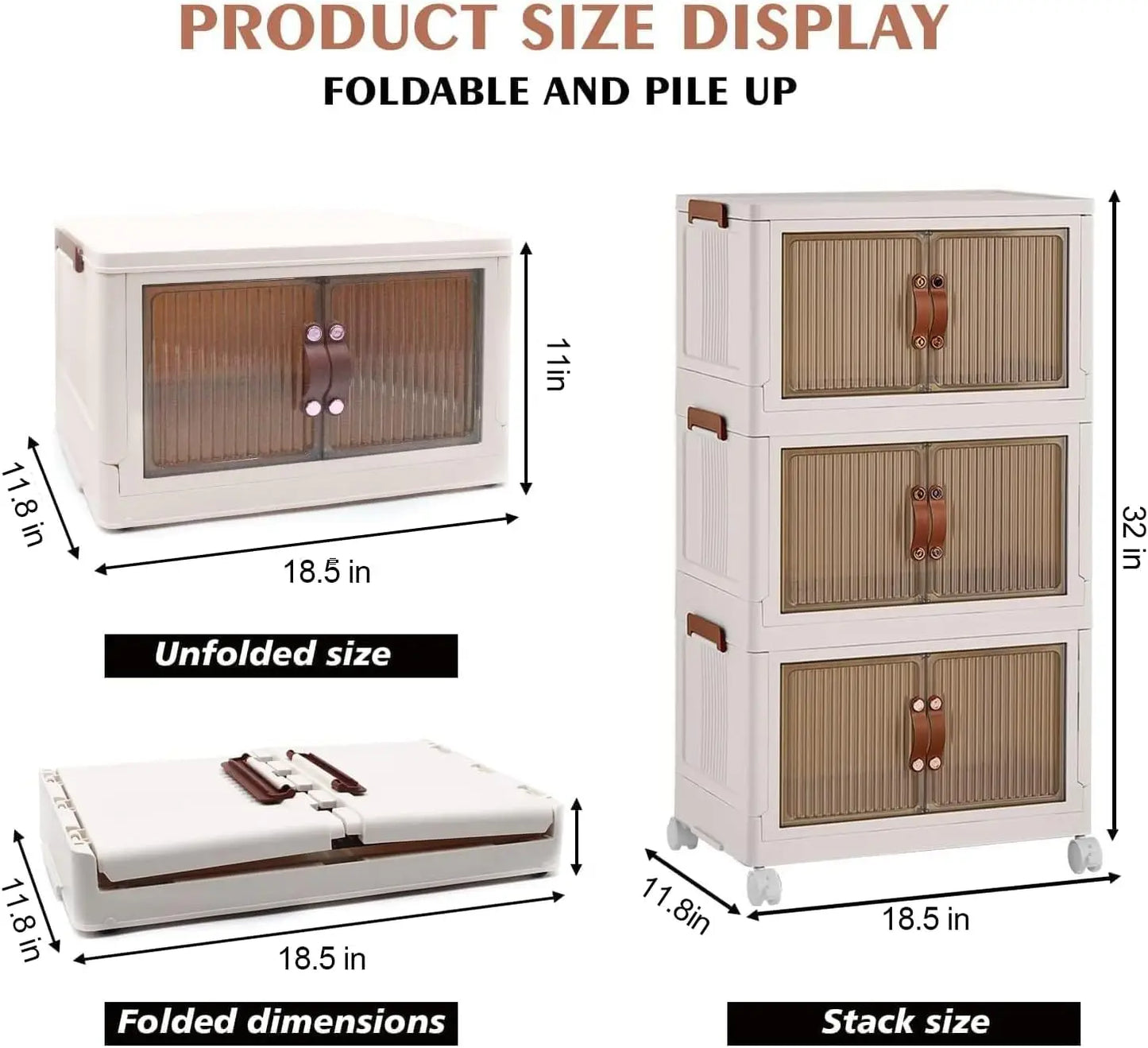 Three-Tier Foldable Storage Box With Wheels For Home And Office