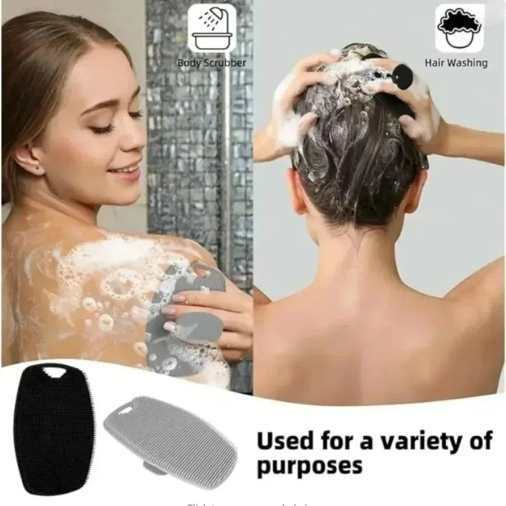 Exfoliating Silicone Bath Brush Cleanser With No-Slip Handle