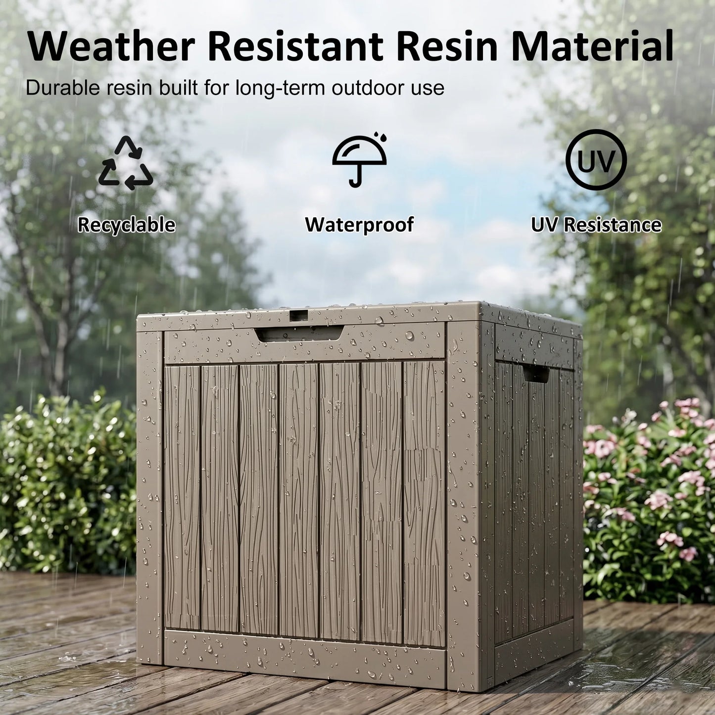 Waterproof Outdoor Resin Deck Box UV Protection Lockable Garden Storage