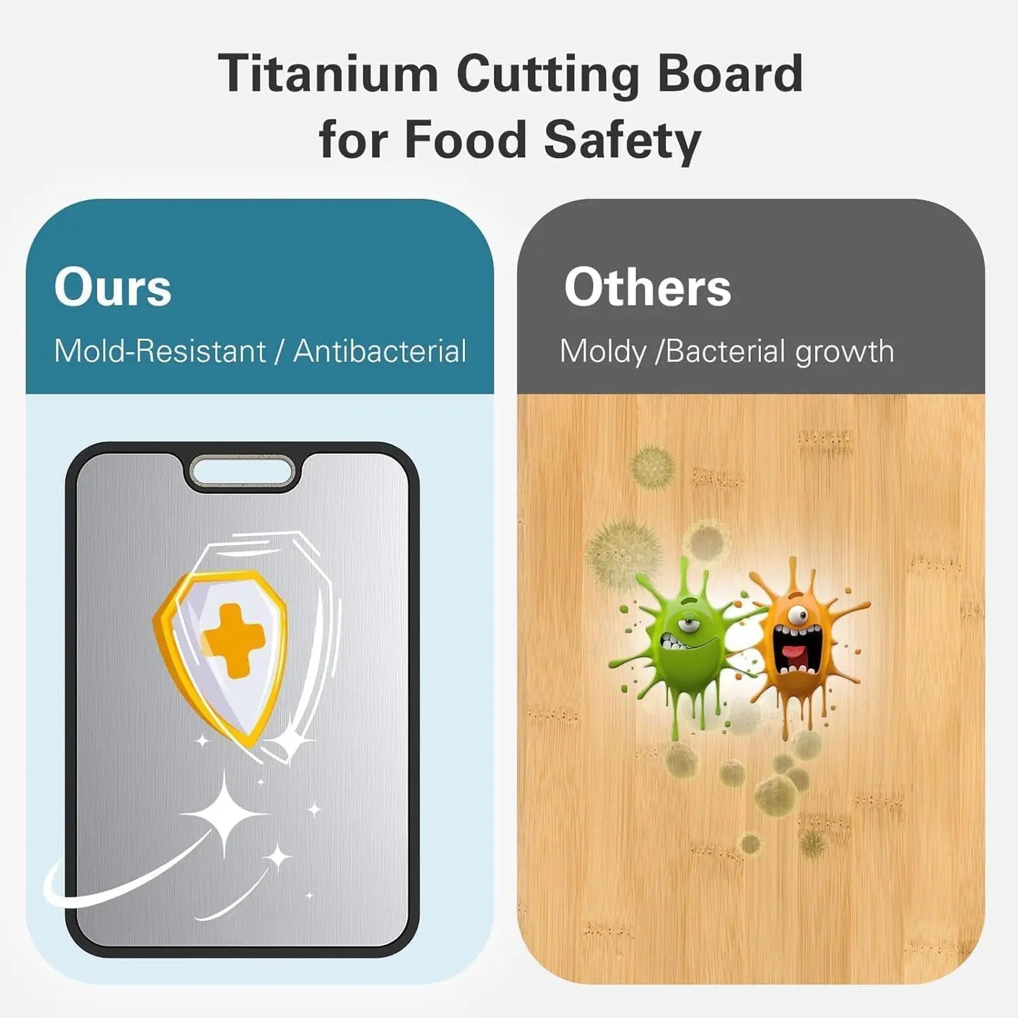 Titanium Cutting Board Double-Sided Non-Slip With Juice Groove Handles