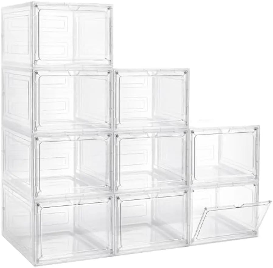 Clear Plastic Storage Bins With Magnetic Lids Stackable Organizer Home Office