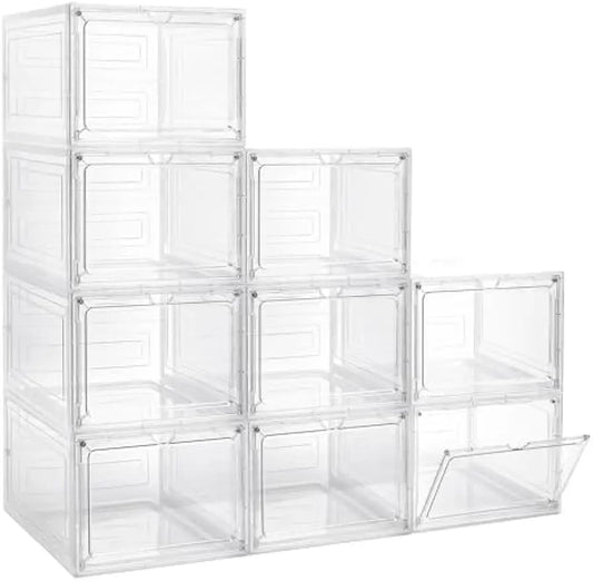 Clear Plastic Storage Bins With Magnetic Lids Stackable Organizer Home Office
