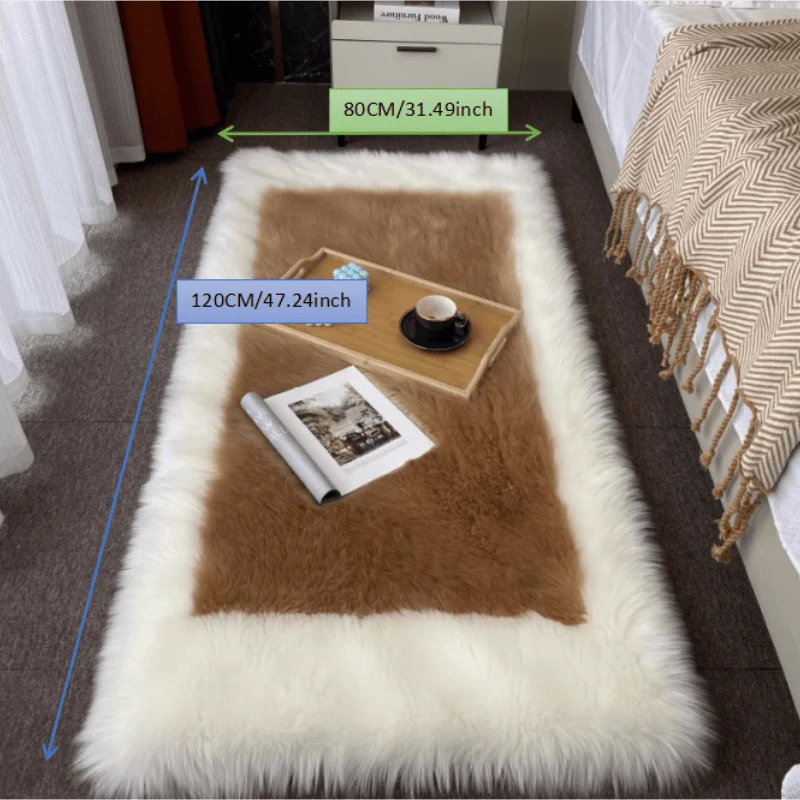 Soft Fluffy Sheepskin Rug Non Slip Machine Washable Carpet