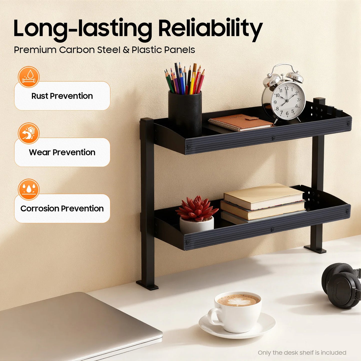 Bymaocar 2 Tier Desk Shelf Clamp On Under Desk Storage