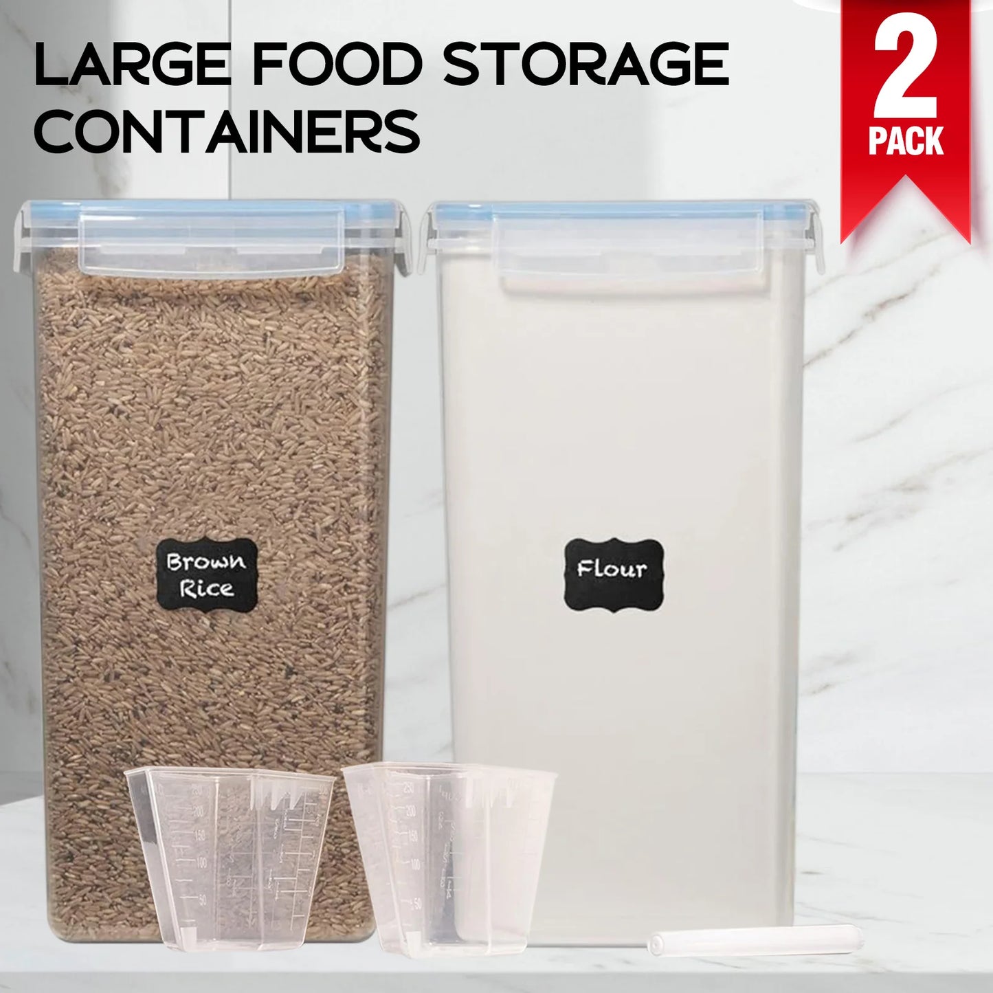 Food Storage Containers Set With Airtight Lids For Pantry Organization