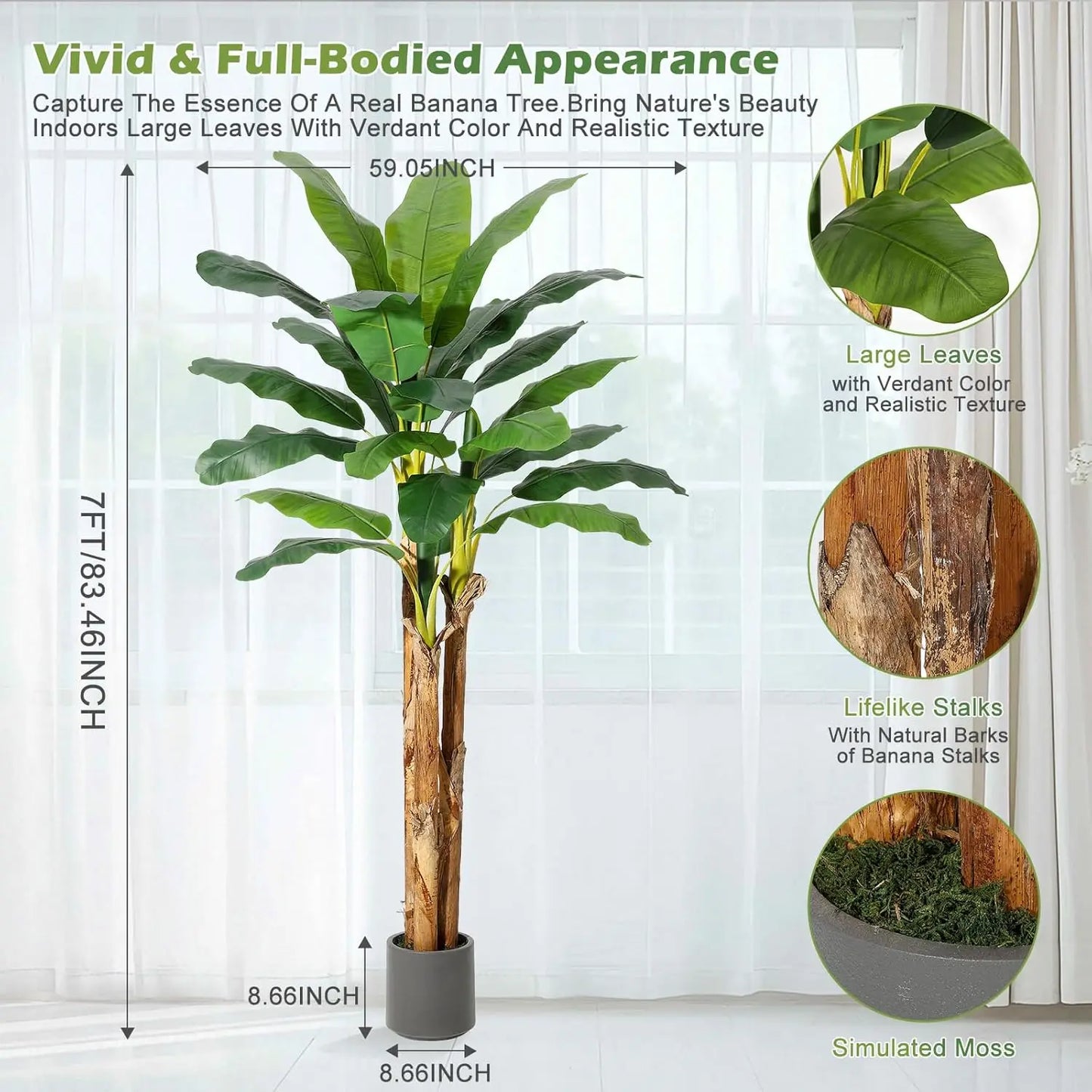 HiMISS Artificial Banana Tree Faux Plant Planter Home Decor