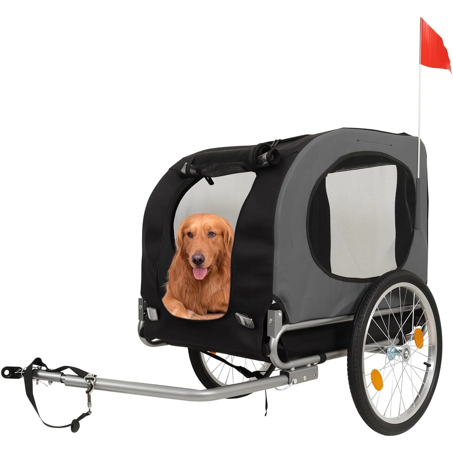 HiMISS Steel Dog Trailer With Universal Coupler Folding Water Resistant Carrier