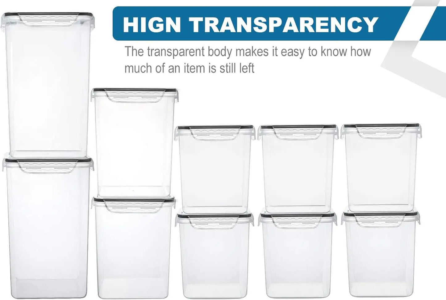 Airtight Plastic Food Storage Containers 10 Pack For Pantry Organization