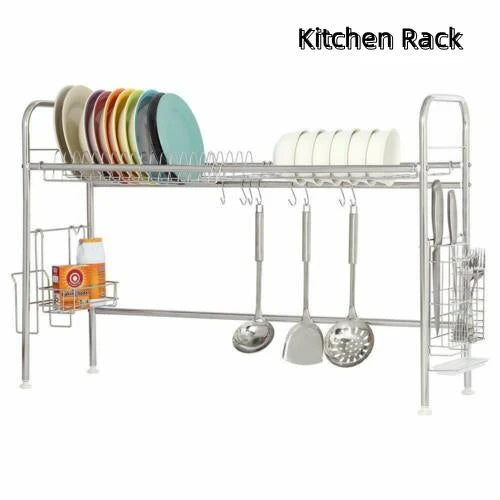 2-Tier Dish Drying Rack Stainless Steel Utensil Holder
