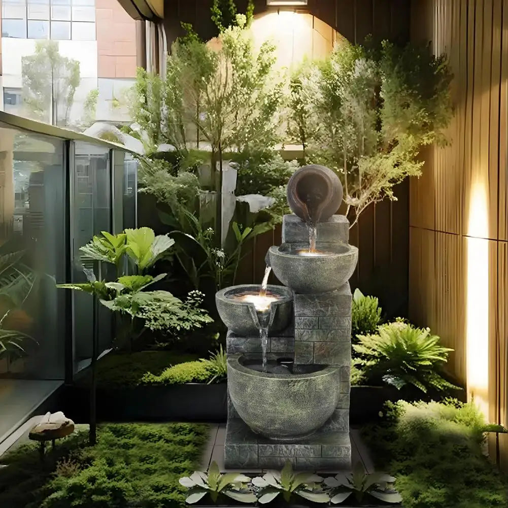 Flowing Water Ornament, Rockery Waterfall Fountain Decoration, Suitable For Balcony, Living Room, And Garden