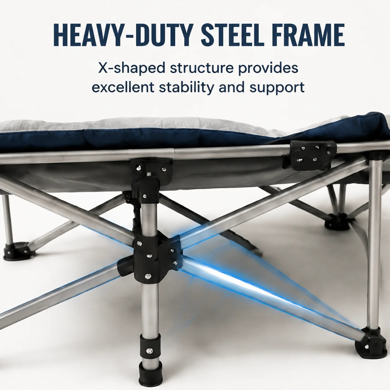 Portable Folding Camping Cot With Thick Padded Mattress Sturdy Frame