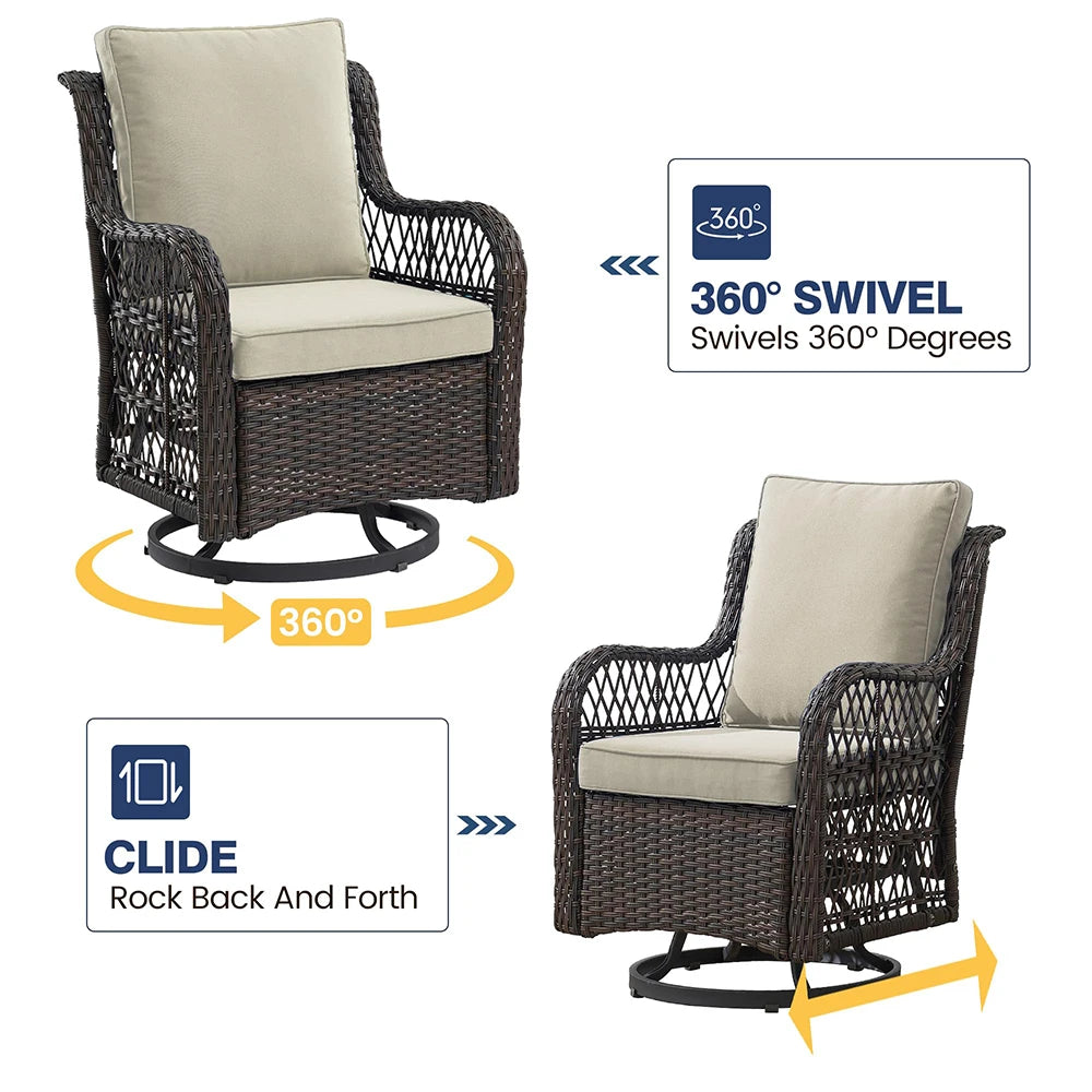 HiMISS 3-Piece Wicker Patio Set With Rocking Chairs