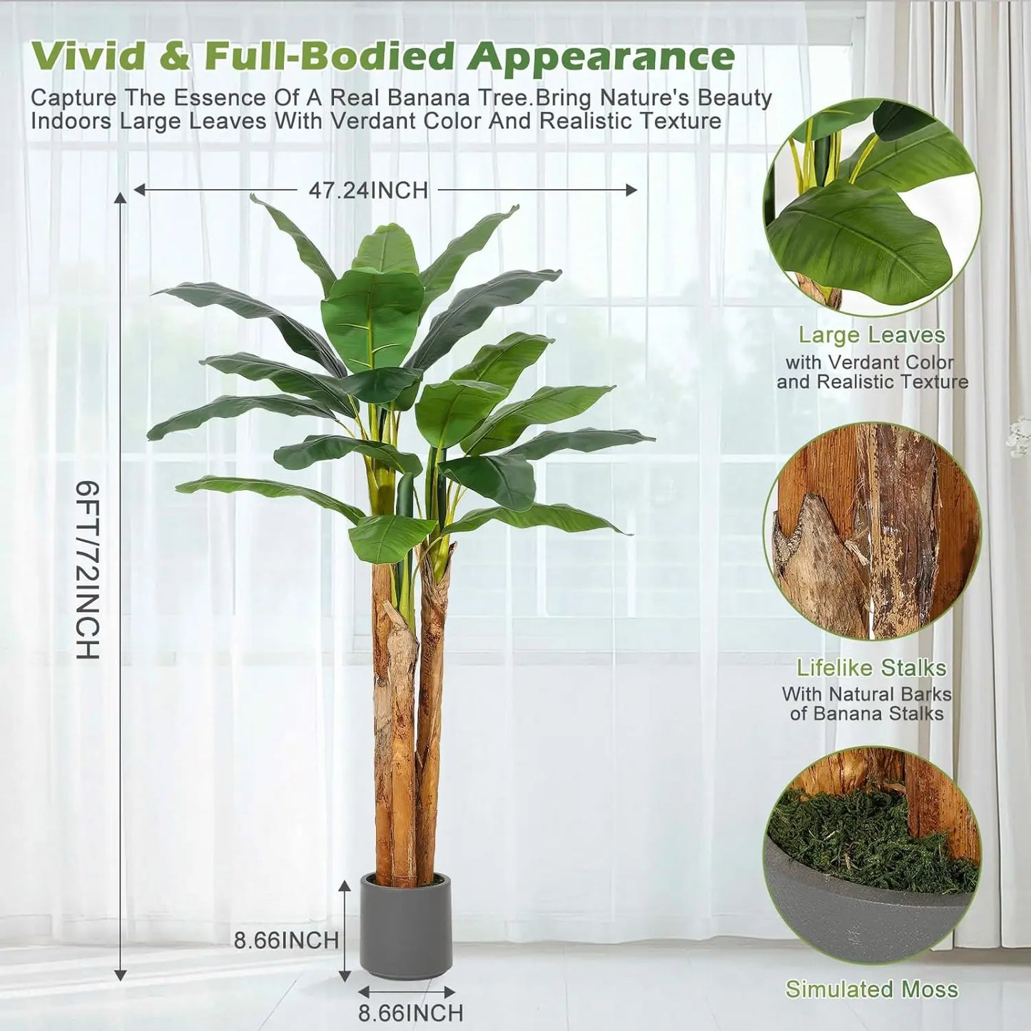 HiMISS Artificial Banana Tree Faux Plant Planter Home Decor