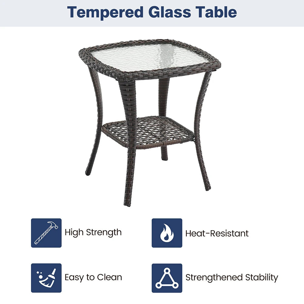 HiMISS 3-Piece Wicker Patio Set With Rocking Chairs
