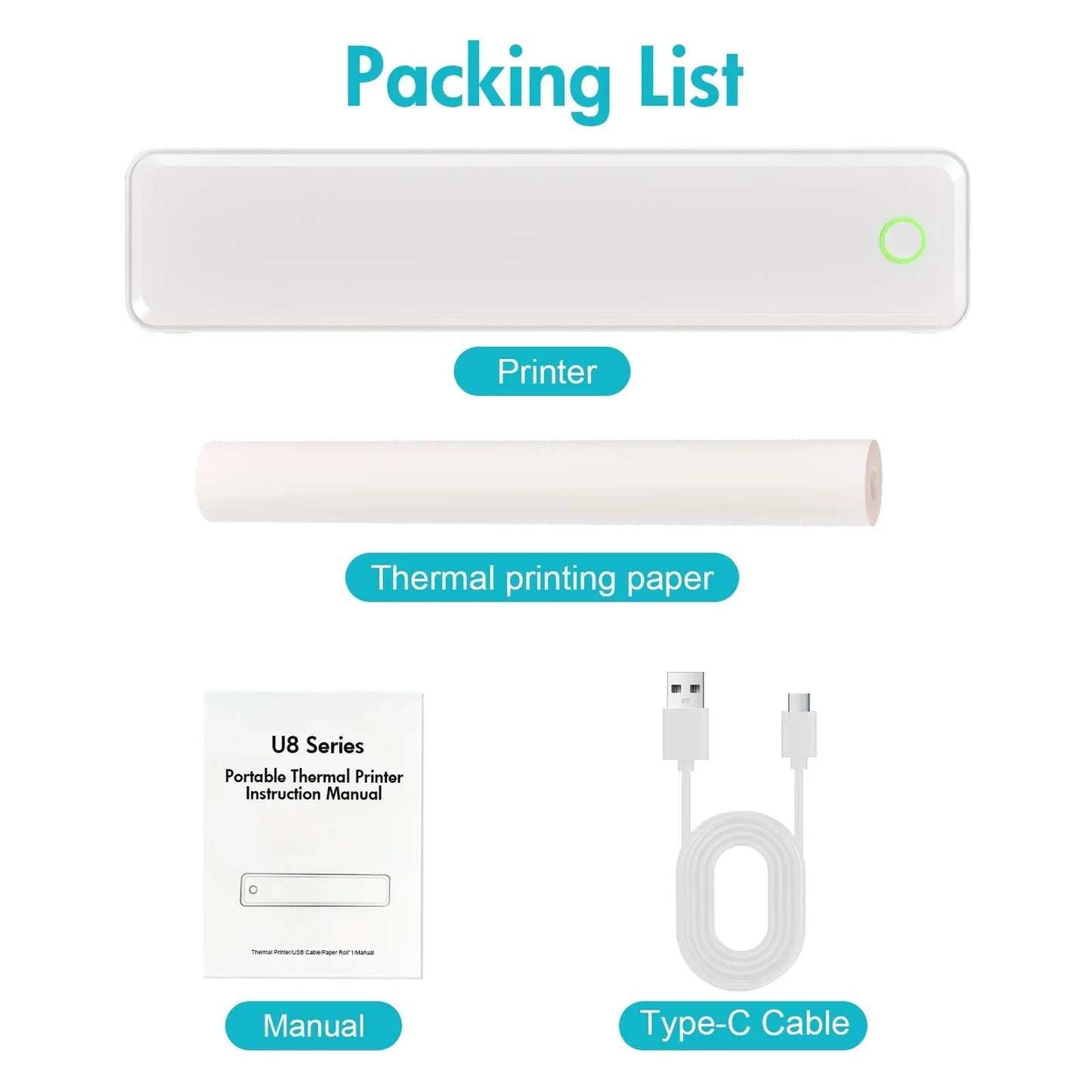 TakeYou Portable Inkless Thermal Printer Label Maker for Travel