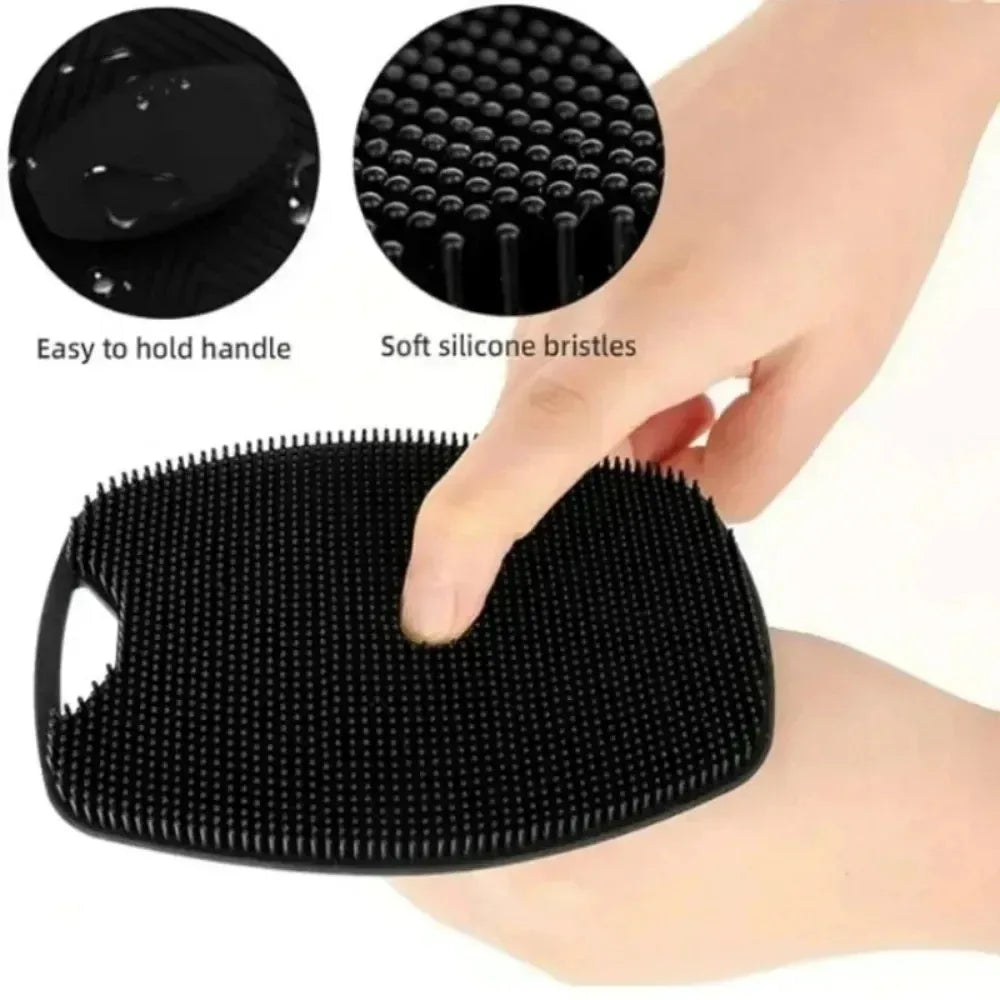 Exfoliating Silicone Bath Brush Cleanser With No-Slip Handle