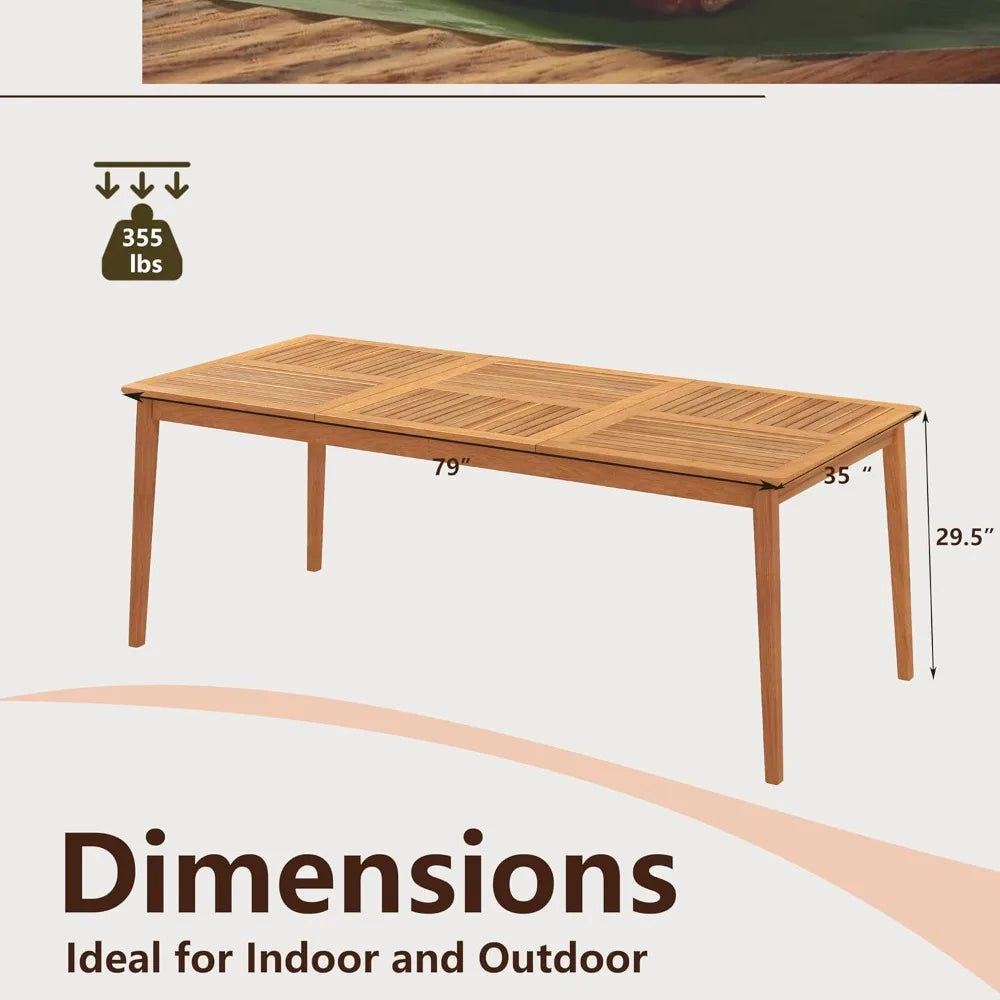 Outdoor Wooden Dining Table With Natural Acacia Slats
