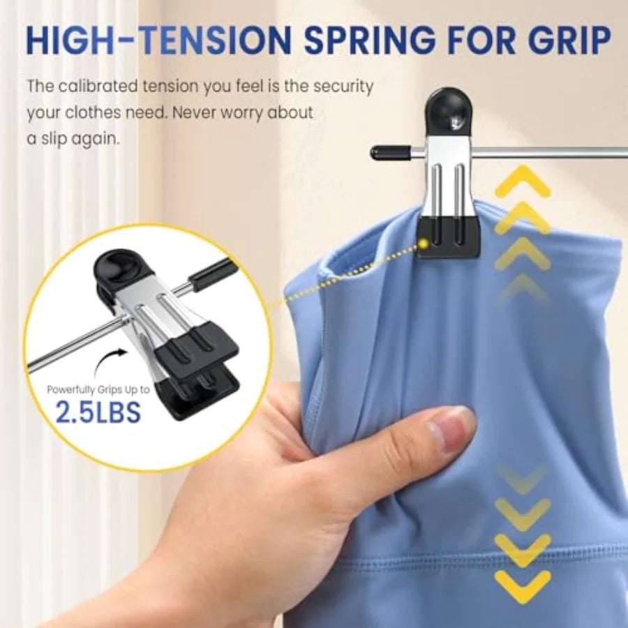 Skirt Pants Hangers with Clips for Dorm Room Closet Organization: Steel, Black, Space-Saving 6-Tier Design with 60 Swivel Hook