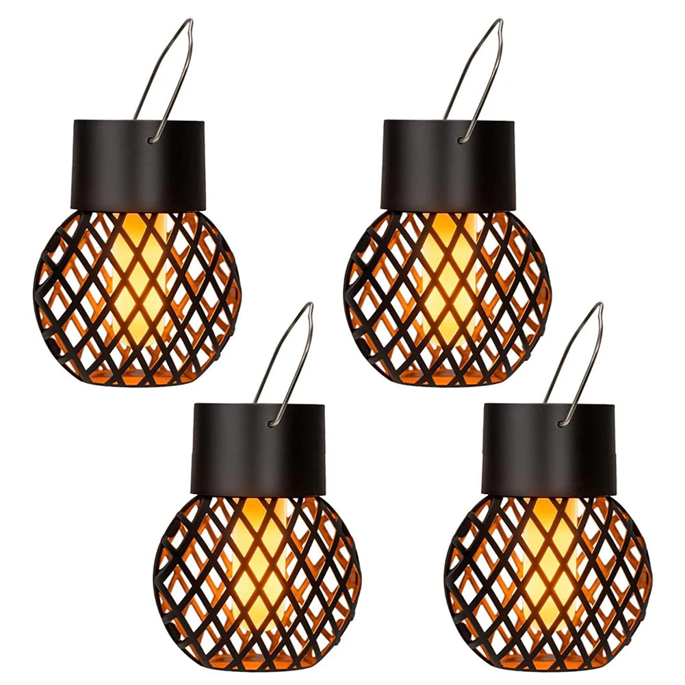 APWIKOGER 4 Pack Solar Lanterns With Flickering Flame
