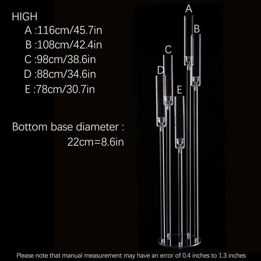 Acrylic 5-Arm Candelabra LED Taper Candle Holders Centerpieces