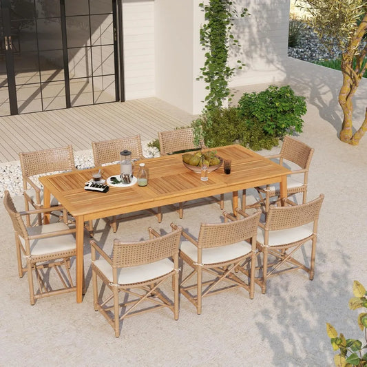 Outdoor Wooden Dining Table With Natural Acacia Slats