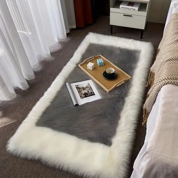Soft Fluffy Sheepskin Rug Non Slip Machine Washable Carpet