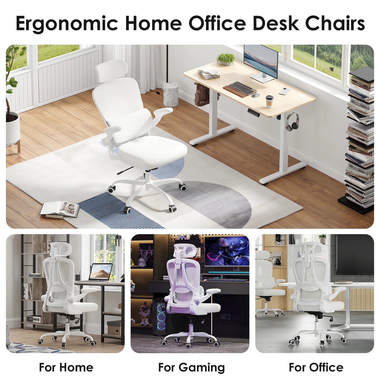 FARINI Ergonomic Office Chair With Headrest And Lumbar Support Swivel