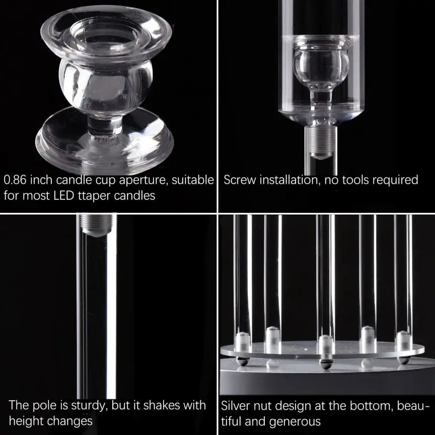 Acrylic 5-Arm Candelabra LED Taper Candle Holders Centerpieces