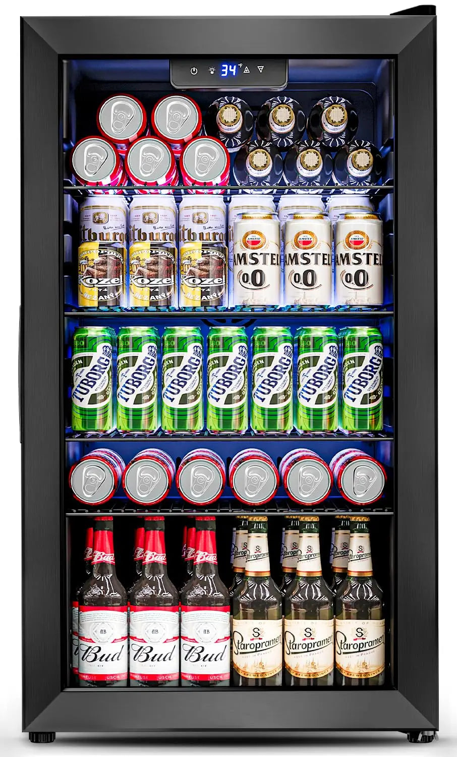 Beverage Refrigerator With Glass Door And Adjustable Shelves