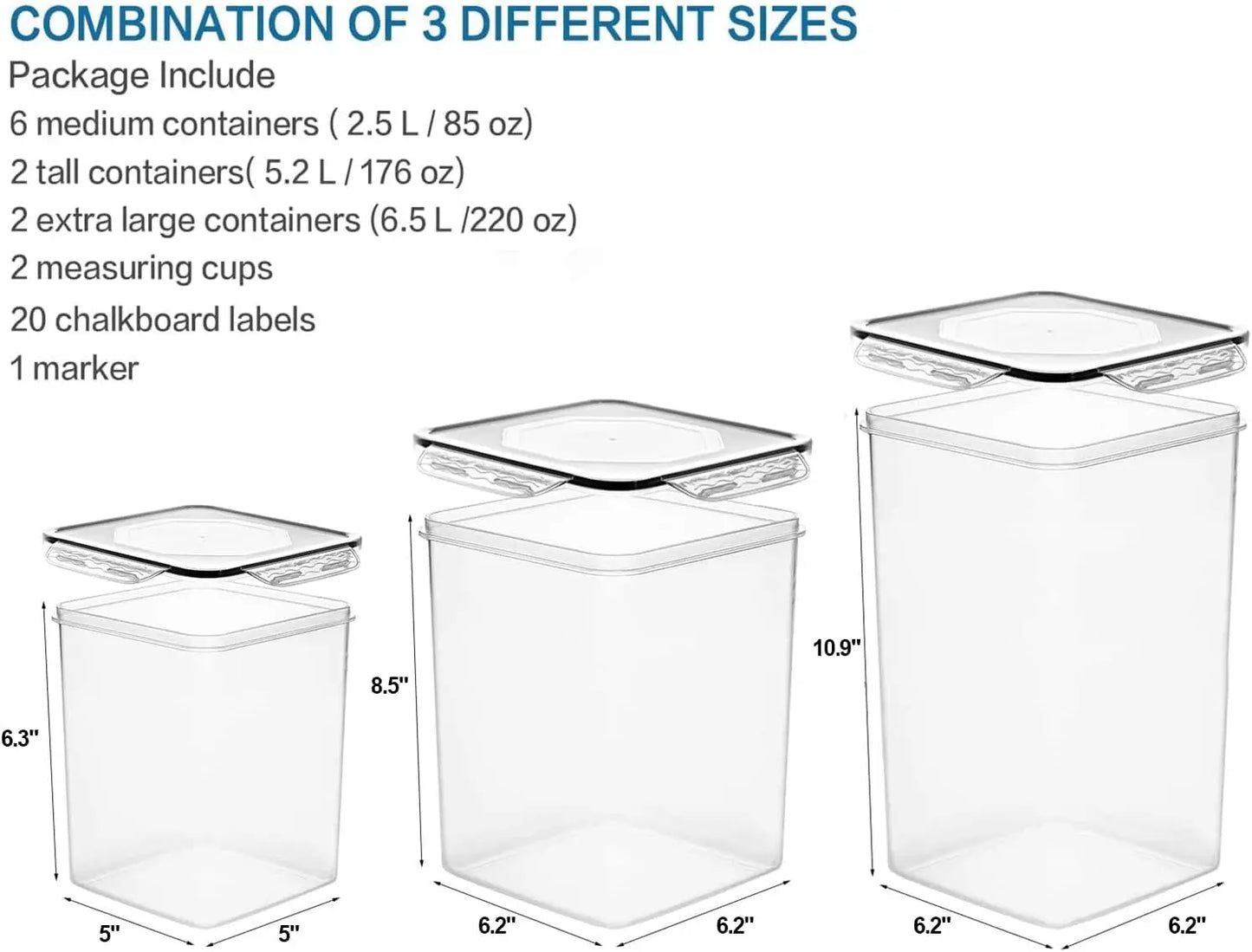 Airtight Plastic Food Storage Containers 10 Pack For Pantry Organization