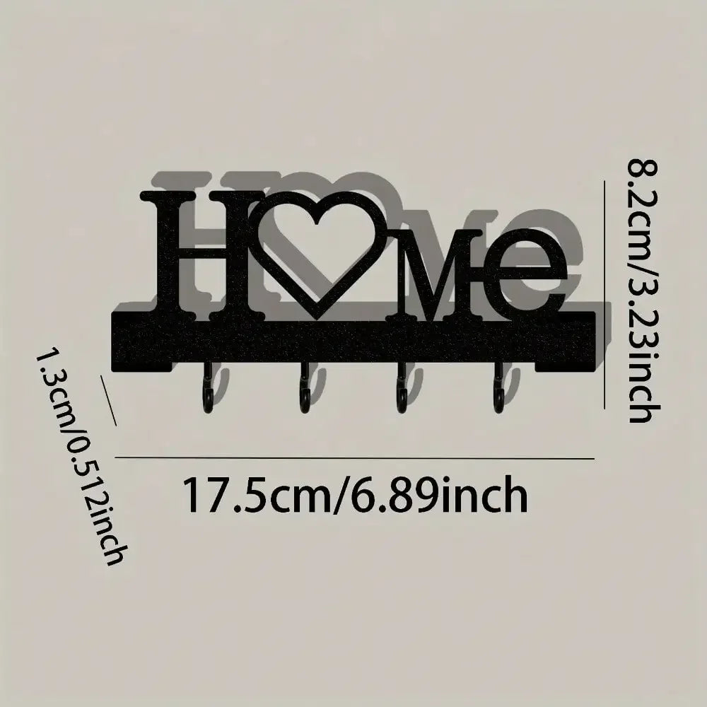 Wall Mounted Heart Key Holder With Adhesive Rack Hooks