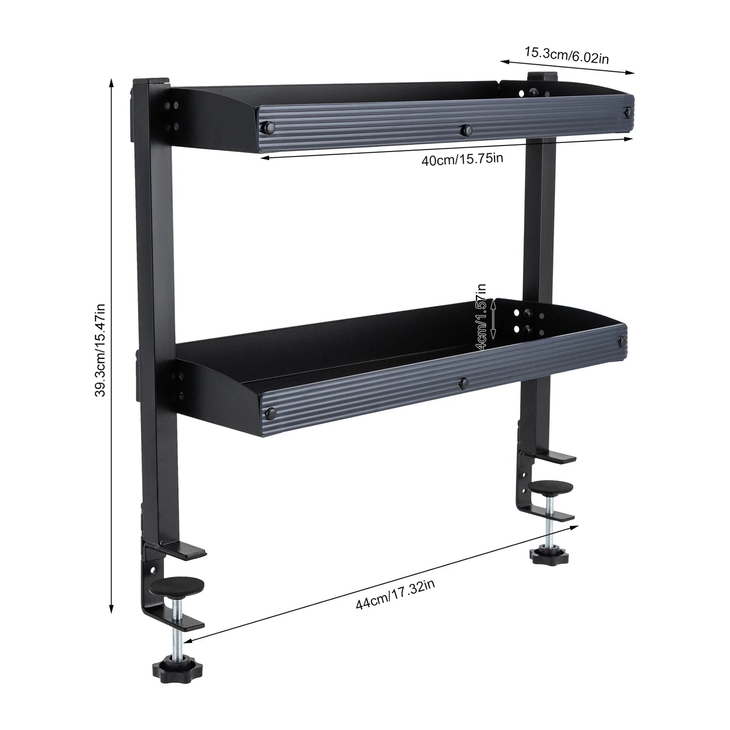 Clamp-On Desk Shelf Two-Tier Corner Organizer For Home Office