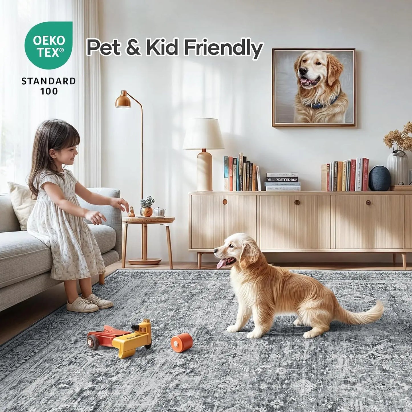 Washable Area Rug With Non Slip Backing