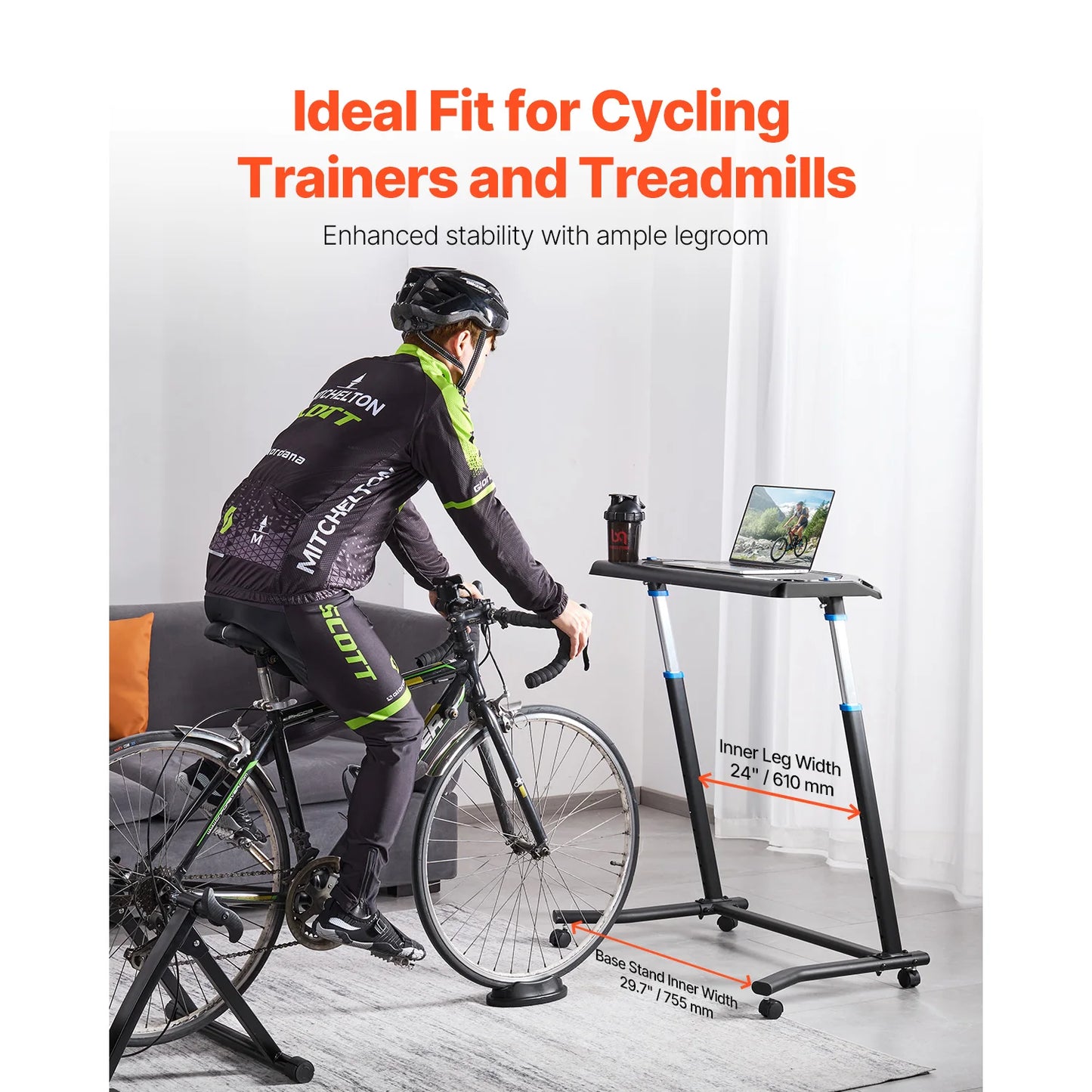 Foldable Cycling Desk For Home Office With Bike Trainer Treadmill