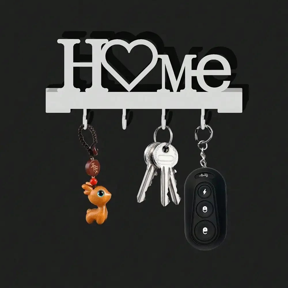 Wall Mounted Heart Key Holder With Adhesive Rack Hooks