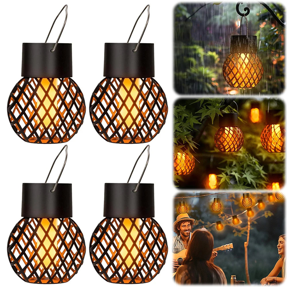 APWIKOGER 4 Pack Solar Lanterns With Flickering Flame
