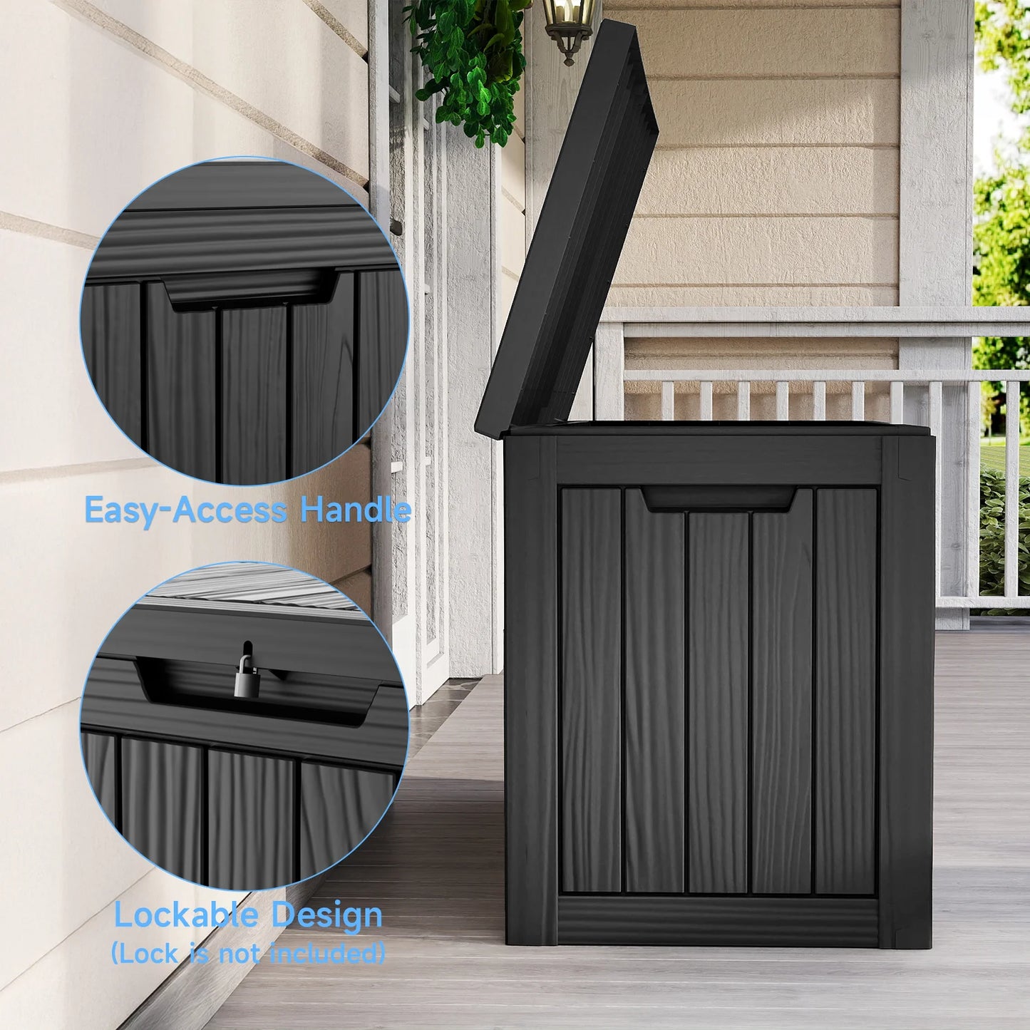 Waterproof Outdoor Resin Deck Box Lockable Storage Container For Patio