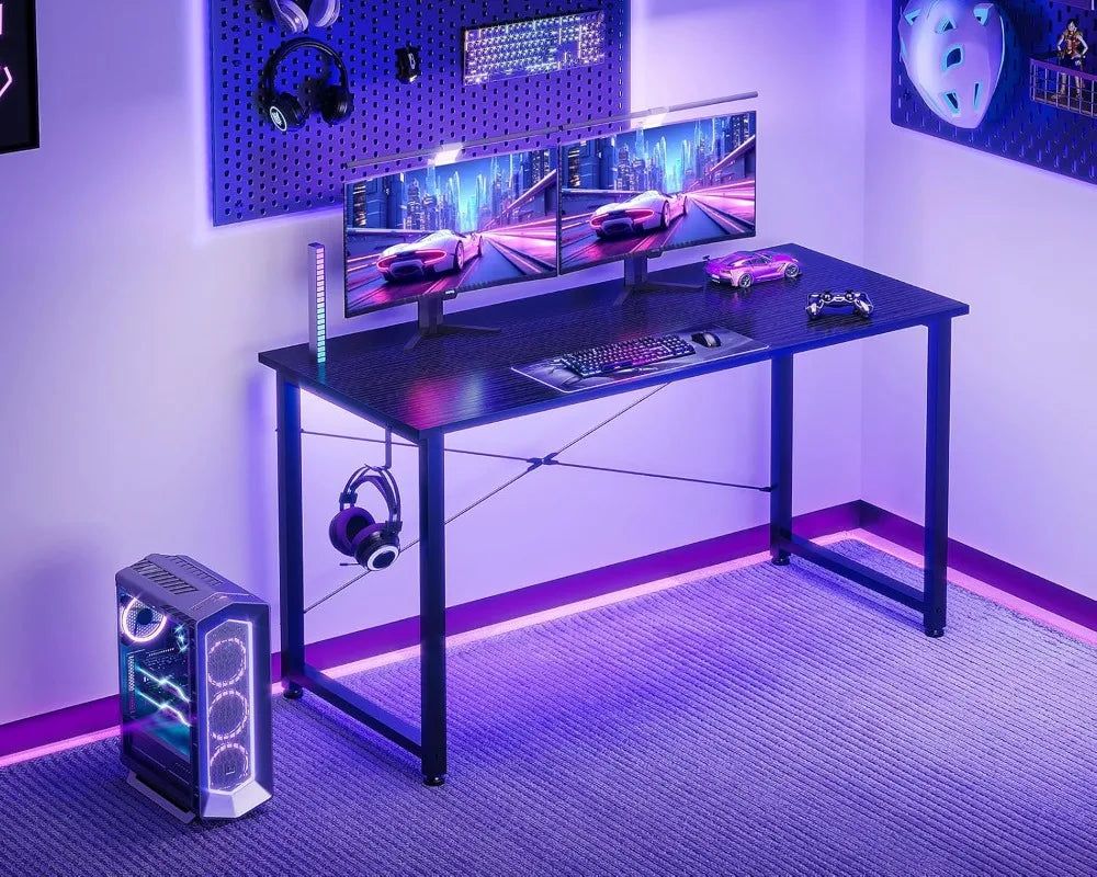 Compact Computer Desk For Home Office With Headphone Hook
