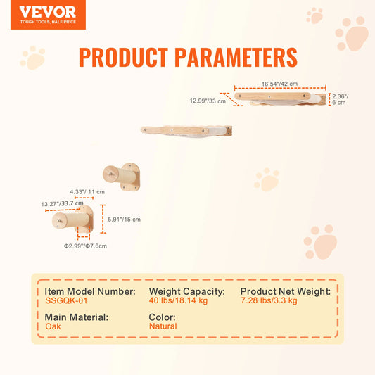 SucceBuy Wall Mounted Cat Shelves and Perches with Jumping Boards