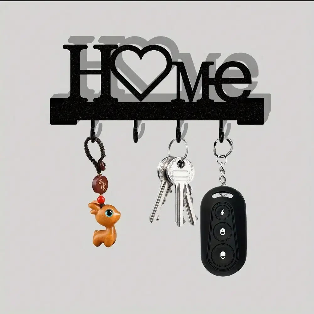 Wall Mounted Heart Key Holder With Adhesive Rack Hooks